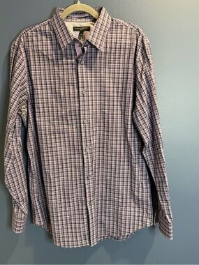 Men’s Large Banana Republic Purple & White Plaid Button-Down Shirt